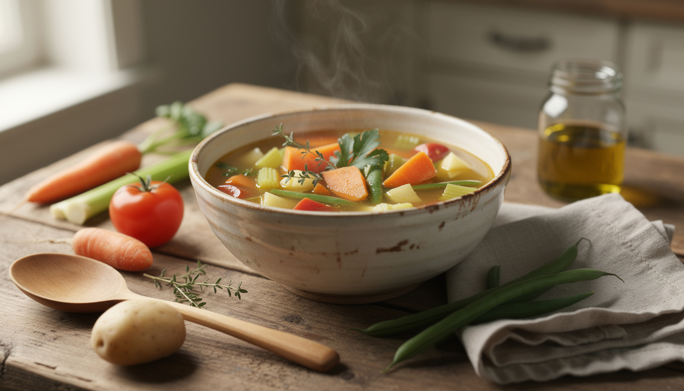 Recette de soupe de légumes maison simple découvrez une recette facile et rapide de soupe de légumes maison, idéale pour un repas sain et réconfortant.