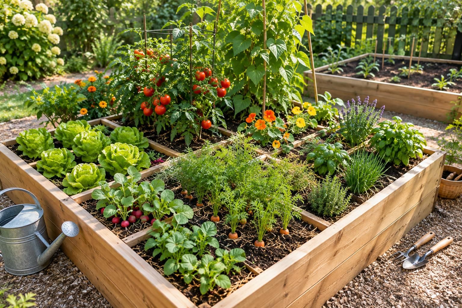 Le potager en carré : avantages et mise en place découvrez les avantages du potager en carré et les étapes pour le créer : choix de l’emplacement, matériaux, dimensions et plantation.