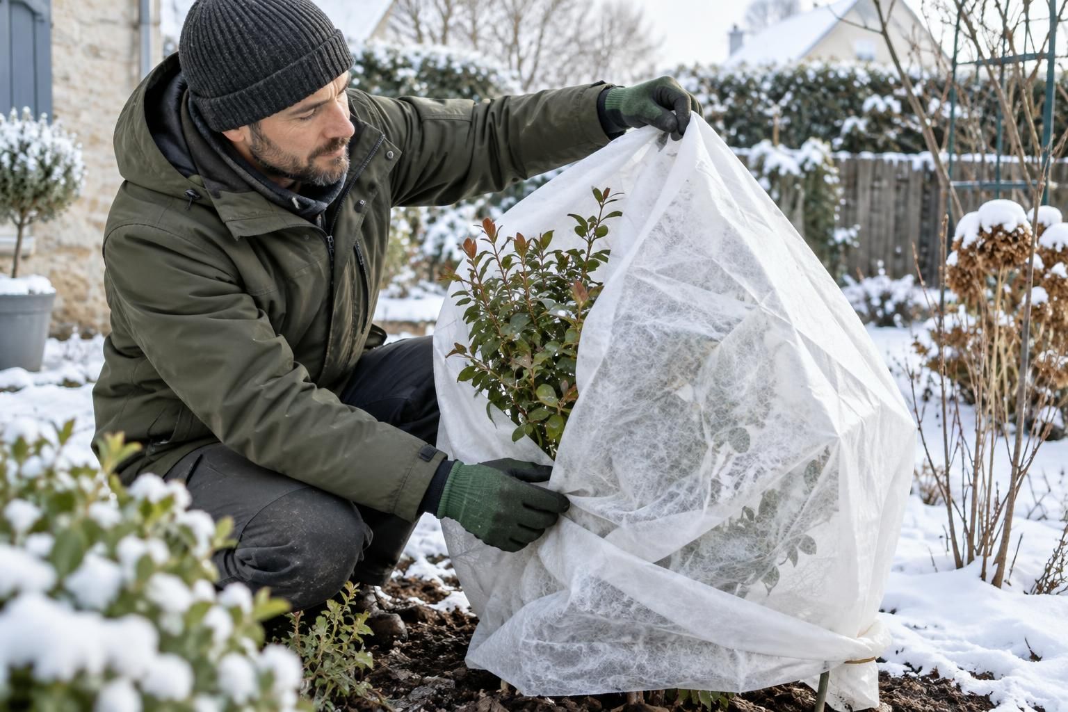 protégez vos plantes du gel en hiver grâce à des conseils pratiques : voiles d’hivernage, paillage et soins adaptés à chaque espèce.